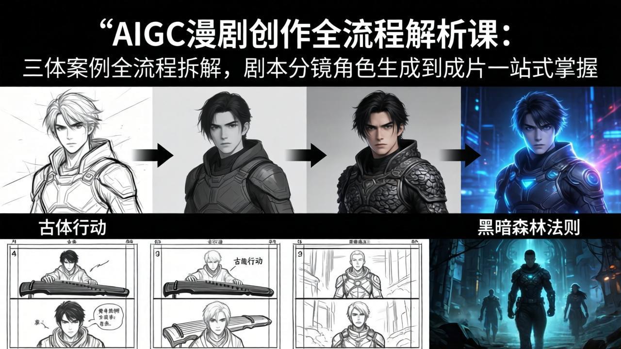 AIGC漫剧创作全流程解析课：三体案例全流程拆解，剧本分镜角色生成到成片一站式掌握-缘梦网创