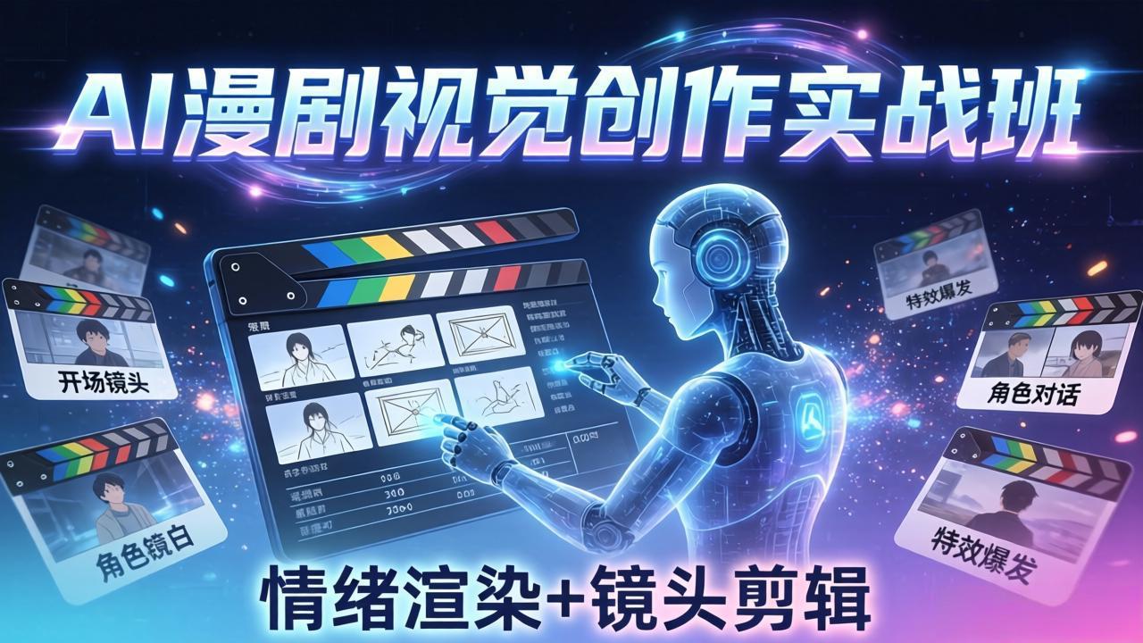 AI漫剧视觉导演思维实战班,从脚本到成片全掌握,分镜设计情绪渲染一站学会-缘梦网创