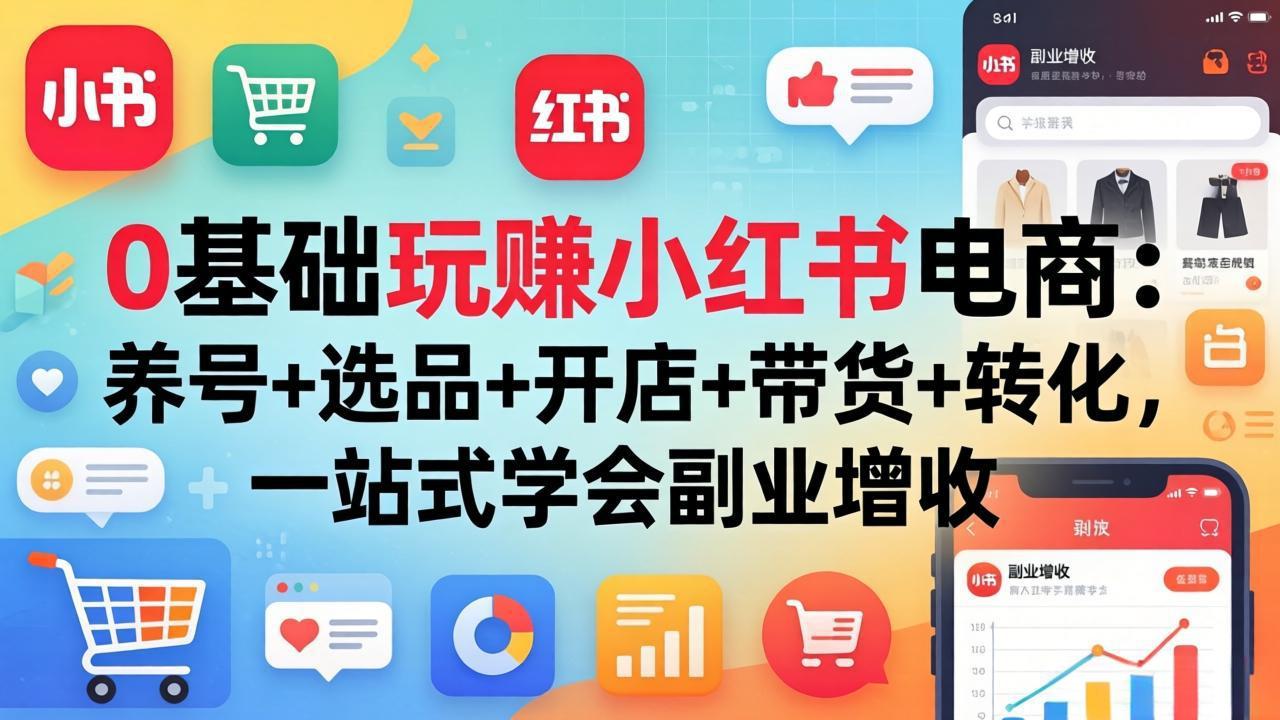 0基础玩赚小红书电商:养号+选品+开店+带货+转化,一站式学会副业增收-缘梦网创