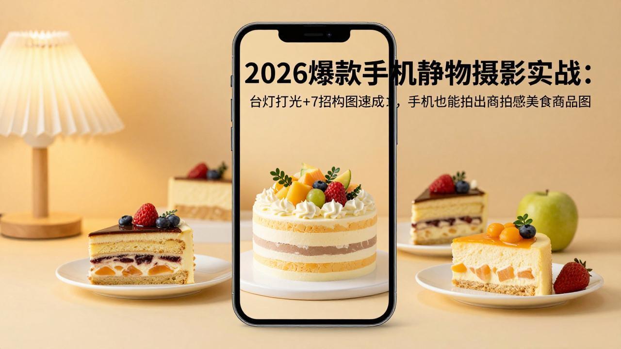 2026爆款手机静物摄影实战:台灯打光+7招构图速成,手机也能拍出商拍感美食商品图-缘梦网创