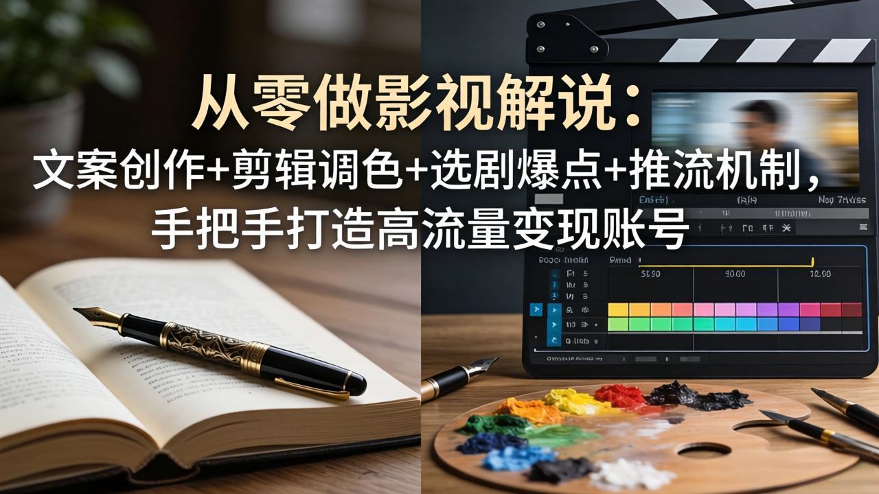 从零做影视解说:文案创作+剪辑调色+选剧爆点+推流机制,手把手打造高流量变现账号-缘梦网创