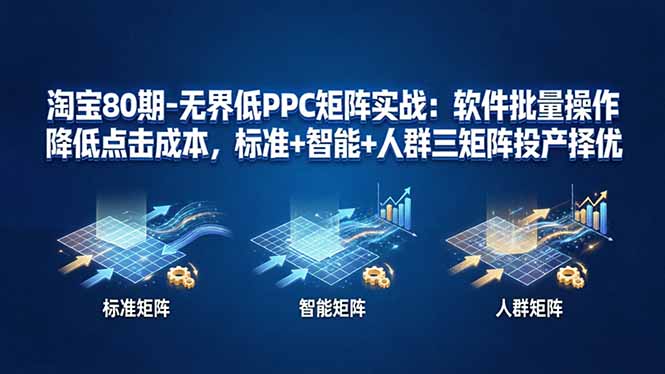 淘宝80期-无界低PPC矩阵实战:软件批量操作降低点击成本,标准+智能+人群三矩阵投产择优-缘梦网创
