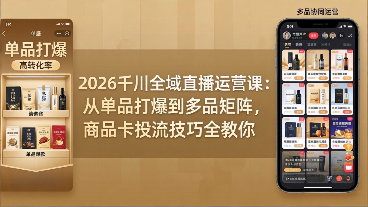 2026千川全域直播运营课:从单品打爆到多品矩阵,商品卡投流技巧全教你-缘梦网创