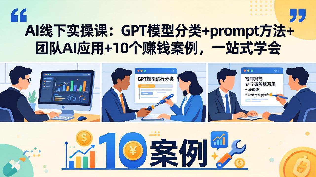 AI线下实操课:GPT模型分类+prompt方法+团队AI应用+10个赚钱案例,一站式学会-缘梦网创