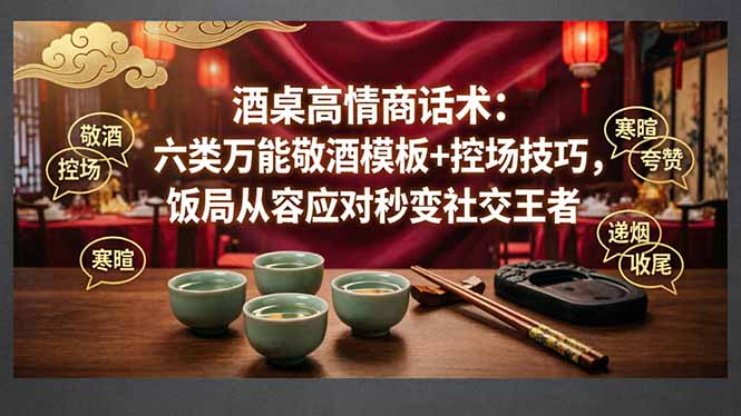 付费文章:酒桌高情商话术:六类万能敬酒模板+控场技巧,饭局从容应对秒变社交王者-缘梦网创