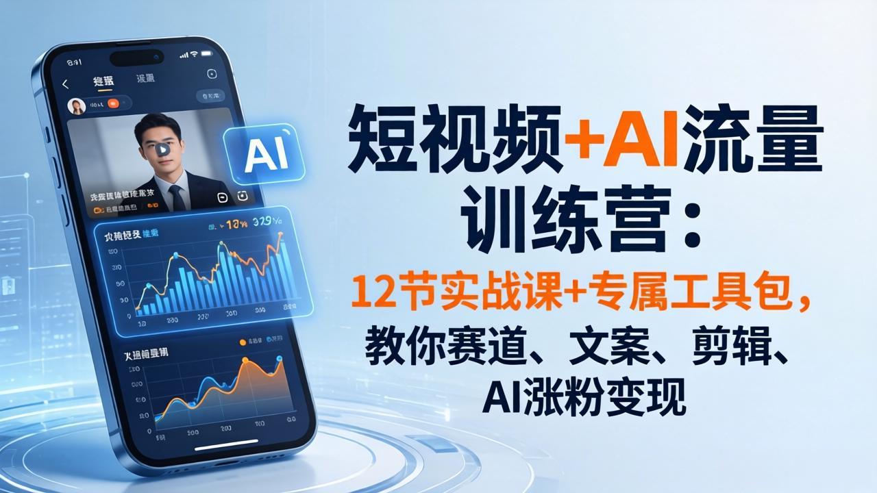 短视频+AI流量训练营：12节实战课+专属工具包，教你赛道、文案、剪辑、AI涨粉变现-缘梦网创