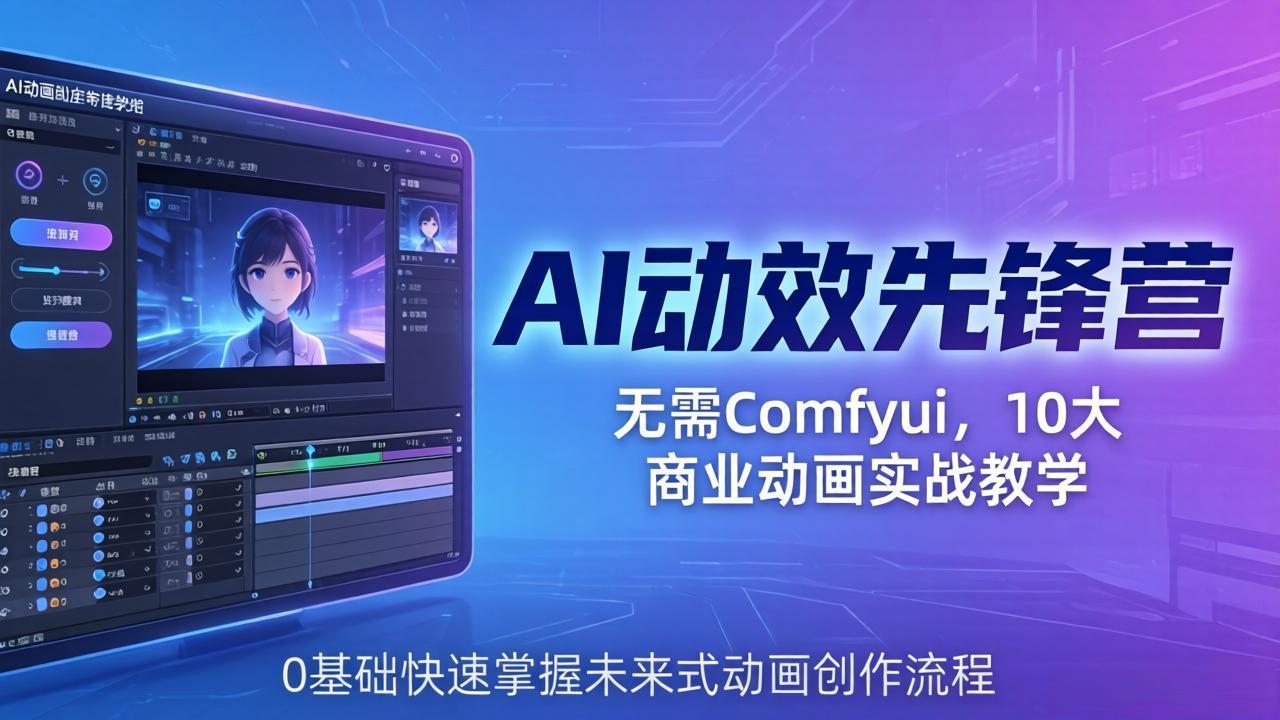 AI 动效先锋营：无需Comfyui，10大商业动画实战教学，0基础快速掌握未来式动画创作流程-缘梦网创