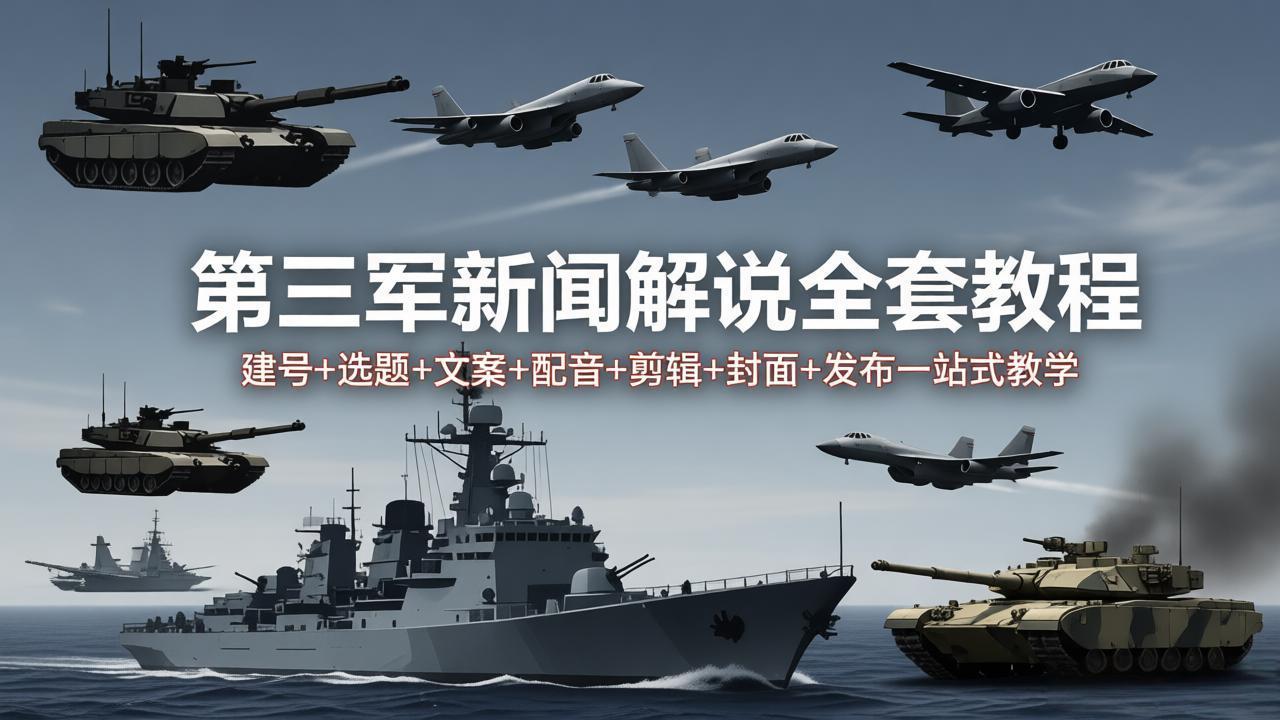 第三军迷新闻解说全套教程:建号+选题+文案+配音+剪辑+封面+发布一站式教学-缘梦网创