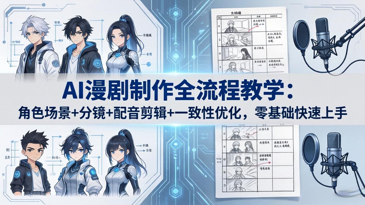 AI漫剧制作全流程教学:角色场景+分镜+配音剪辑+一致性优化,零基础快速上手-缘梦网创