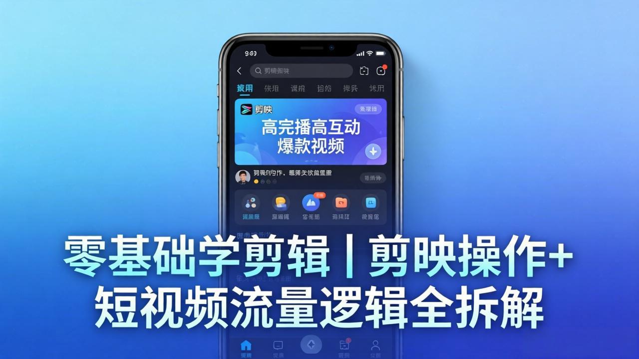 【零基础学剪辑】剪映操作+短视频流量逻辑全拆解｜手把手教你剪出高完播高互动爆款视频-缘梦网创