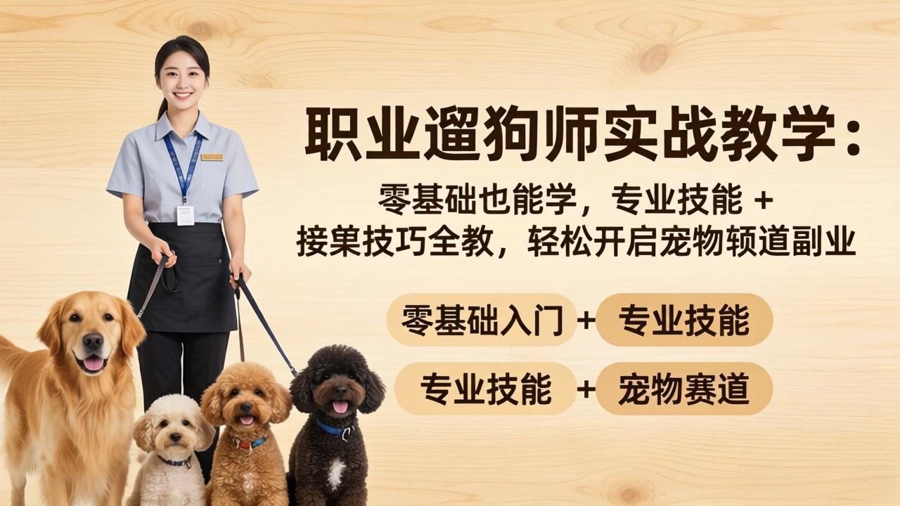 职业遛狗师实战教学：零基础也能学，专业技能 + 接单技巧全教，轻松开启宠物赛道副业-缘梦网创