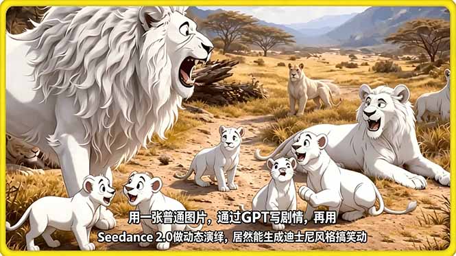 用一张普通图片，通过GPT写剧情，再用Seedance 2.0做动态演绎，居然能生成迪士尼风格搞笑动画-缘梦网创