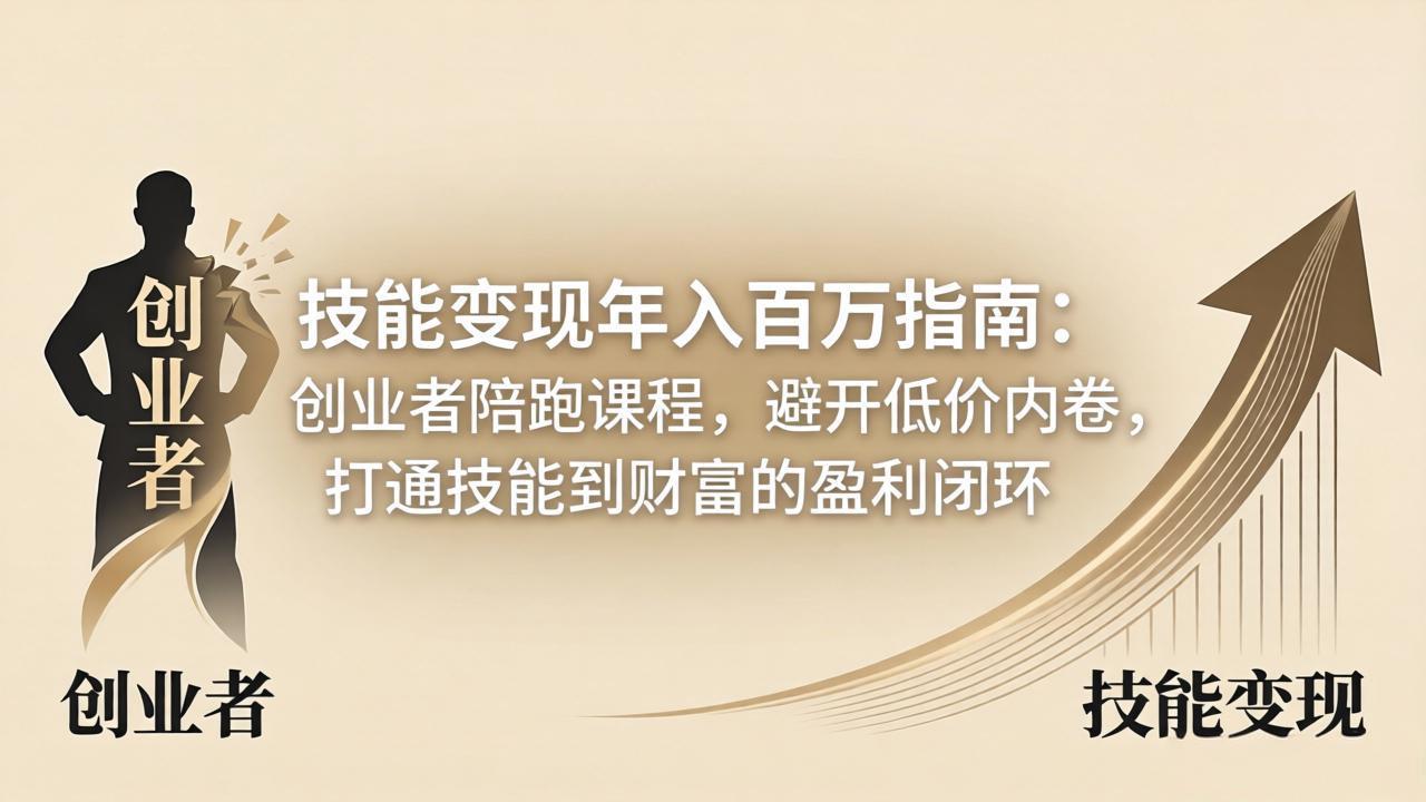 技能变现年入百万指南：创业者陪跑课程，避开低价内卷，打通技能到财富的盈利闭环-缘梦网创