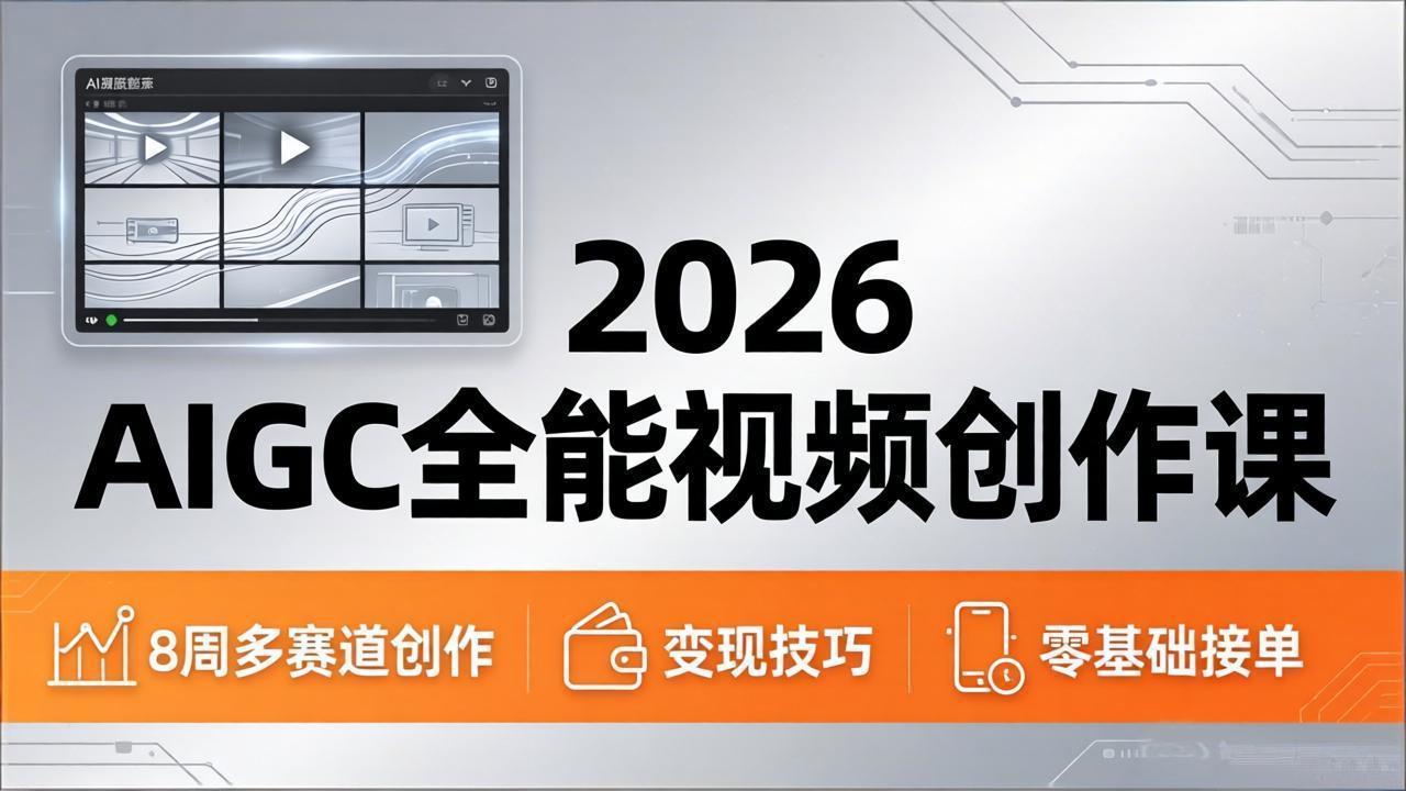 2026AIGC全能视频创作课，8周吃透多赛道创作+变现，零基础也能高效出片接单-缘梦网创