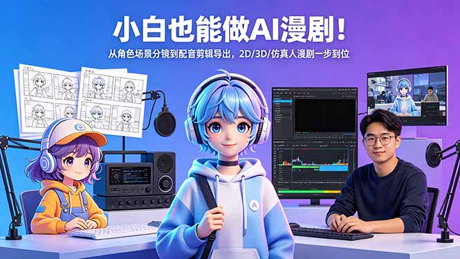小白也能做AI漫剧！从角色场景分镜到配音剪辑导出，2D/3D/仿真人漫剧一步到位-缘梦网创