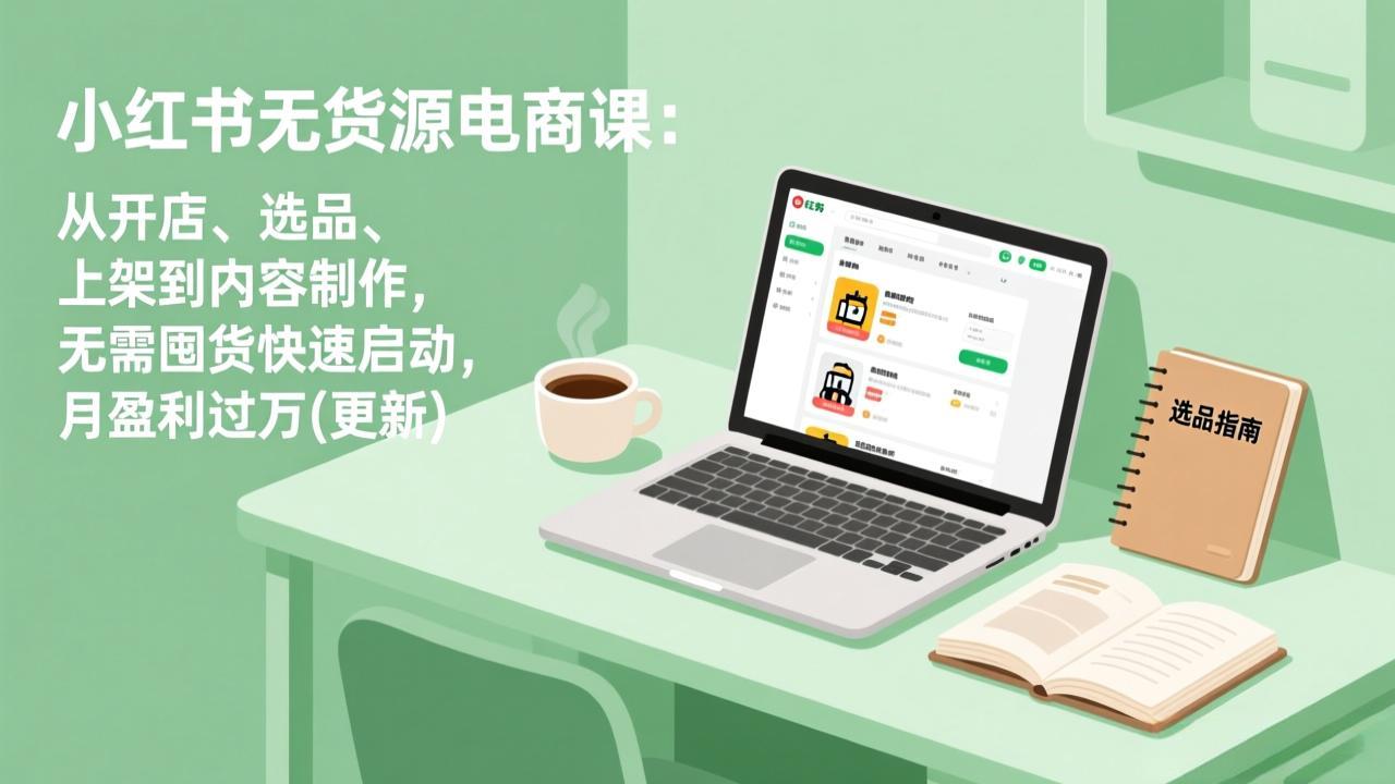 小红书无货源电商课(5月12更新)：从开店、选品、上架到内容制作，无需囤货快速启动，月盈利过万-缘梦网创