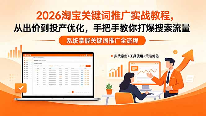 2026淘宝关键词推广实战教程,,从出价到投产优化,手把手教你打爆搜索流量-缘梦网创