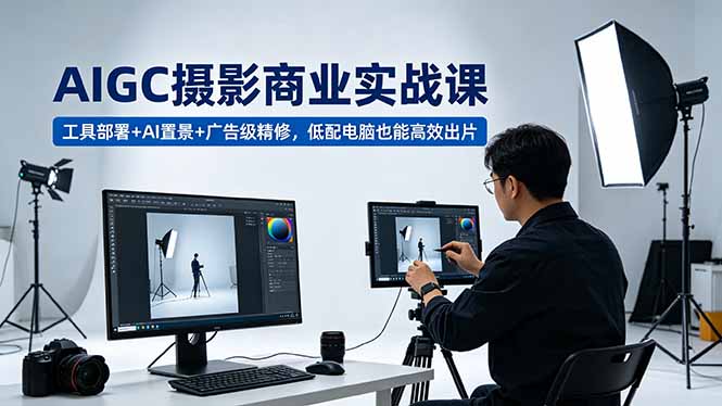 AIGC 摄影商业实战课,工具部署+AI置景+广告级精修,低配电脑也能高效出片-缘梦网创