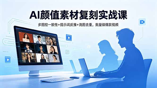 AI颜值素材复刻实战课,多图控一致性+提示词反推+洗图去重,批量做爆款视频-缘梦网创
