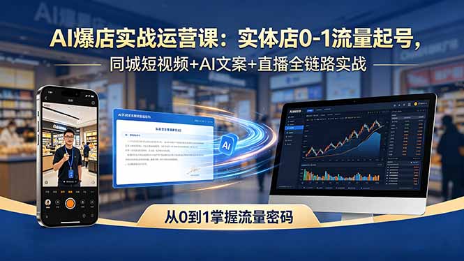 AI爆店实战运营课：实体店0-1流量起号，同城短视频+AI文案+直播全链路实战-缘梦网创