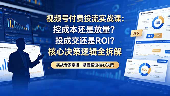 视频号付费投流实战课-5月：控成本还是放量？投成交还是ROI？核心决策逻辑全拆解-缘梦网创