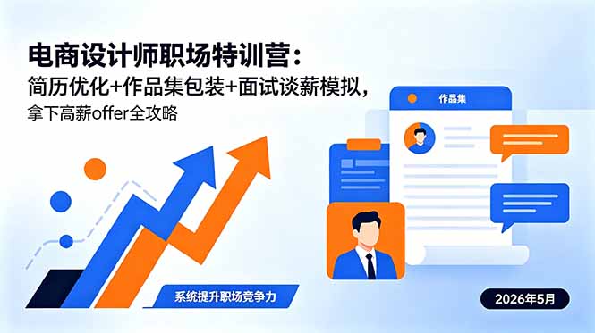电商设计师职场特训营:简历优化+作品集包装+面试谈薪模拟,拿下高薪offer全攻略-缘梦网创