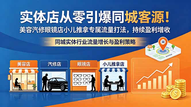 实体店从零引爆同城客源!美容汽修眼镜店小儿推拿专属流量打法,持续盈利增收-缘梦网创