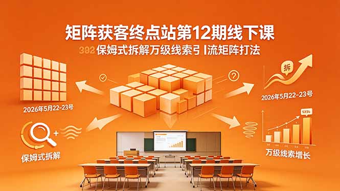 矩阵获客终点站第12期线下课 2026年5月22-23号 保姆式拆解万级线索引流矩阵打法-缘梦网创