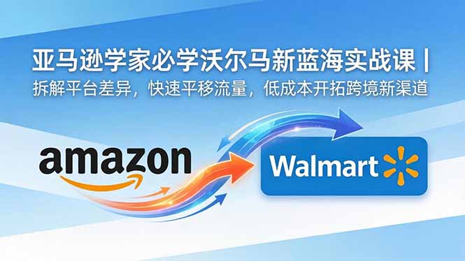 亚马逊卖家必学沃尔玛新蓝海实战课|拆解平台差异,快速平移流量,低成本开拓跨境新渠道-缘梦网创