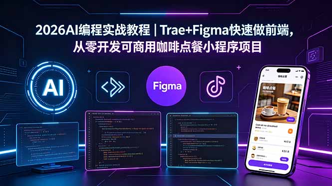 2026AI编程实战教程｜Trae+Figma快速做前端，从零开发可商用咖啡点餐小程序项目-缘梦网创
