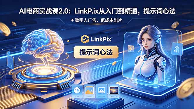 AI 电商实战课2.0｜LinkPix 从入门到精通，提示词心法 + 数字人广告，低成本出片-缘梦网创