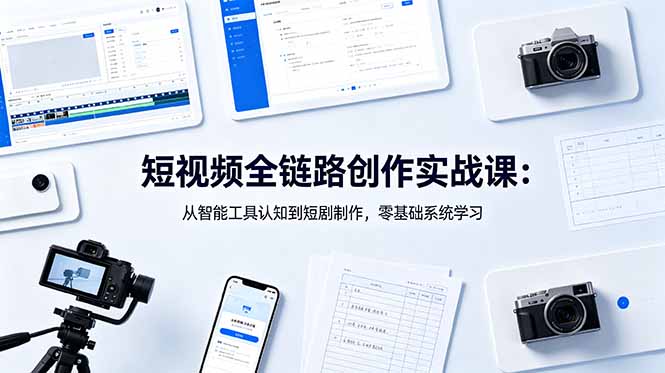 短视频全链路创作实战课:从智能工具认知到短剧制作,零基础系统学习-缘梦网创