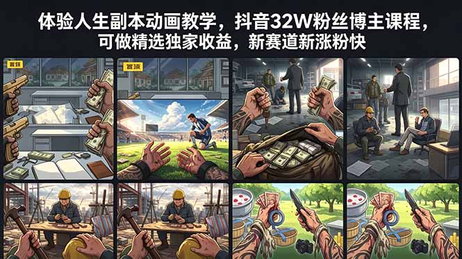 体验人生副本动画教学, 抖音32W粉丝博主课程,可做精选独家收益,新赛道新涨粉快-缘梦网创