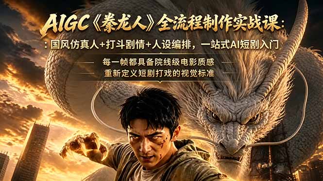AIGC《豢龙人》全流程制作实战课：国风仿真人+打斗剧情+人设编排，一站式AI短剧入门-缘梦网创
