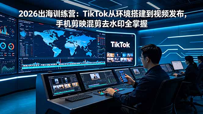 2026出海训练营：TikTok从环境搭建到视频发布，手机剪映混剪去水印全掌握-缘梦网创