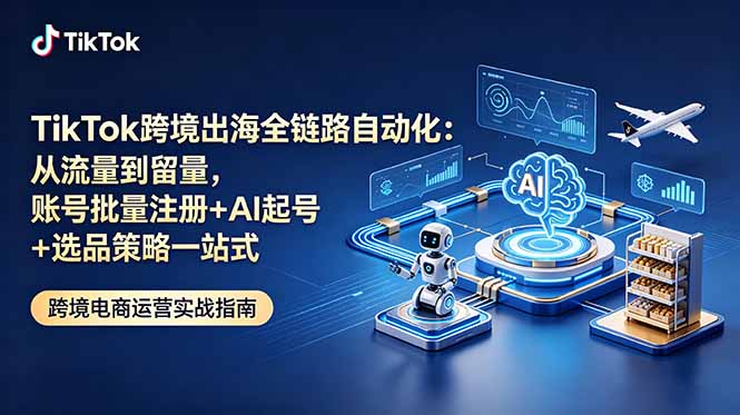 TikTok跨境出海全链路自动化:从流量到留量,账号批量注册+AI起号+选品策略一站式-缘梦网创