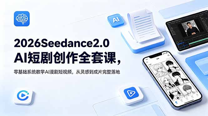 2026Seedance2.0AI短剧创作全套课,零基础系统教学AI漫剧短视频,从灵感到成片完整落地-缘梦网创