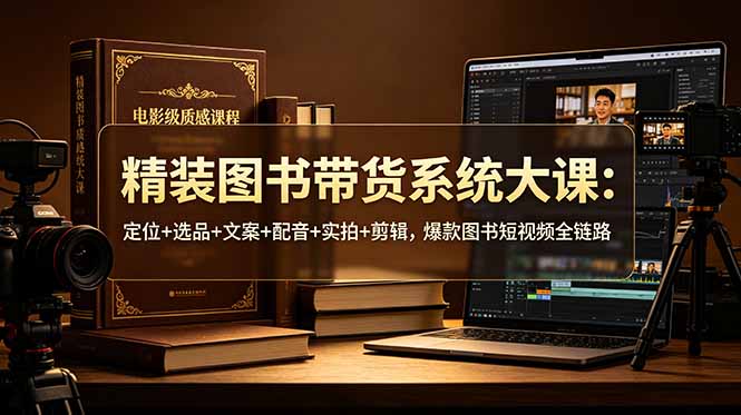 精装图书带货系统大课:定位+选品+文案+配音+实拍+剪辑,爆款图书短视频全链路-缘梦网创