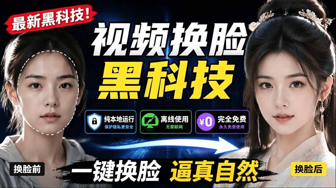 AI 人工智能如此夸张?一键视频换脸黑科技,纯本地离线运行,本地视频换脸娱乐工具, AI FaceSwap-缘梦网创