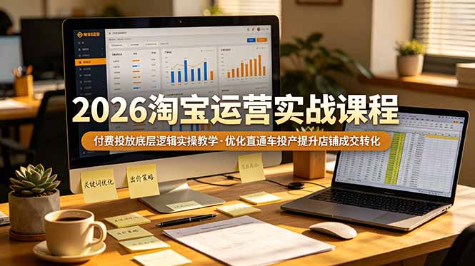 2026 淘宝运营实战课程,付费投放底层逻辑实操教学,优化直通车投产提升店铺成交转化-缘梦网创