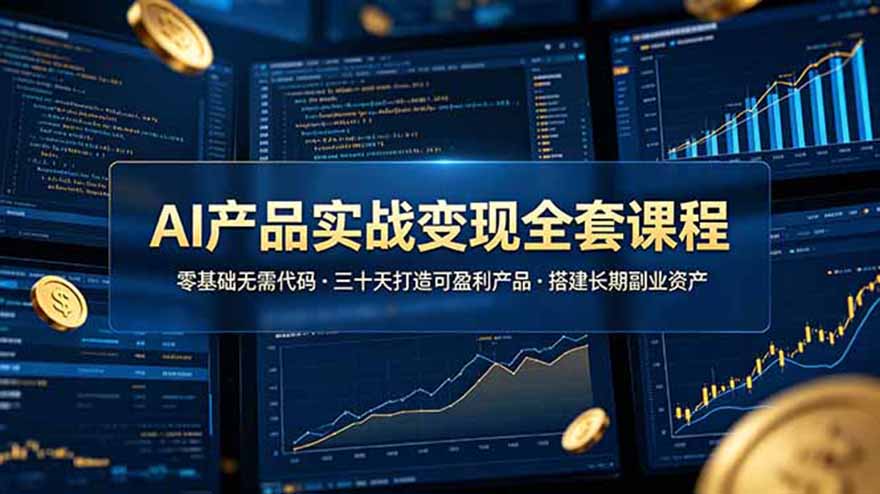 AI产品实战变现全套课程,零基础无需代码,三十天打造可盈利产品搭建长期副业资产-缘梦网创