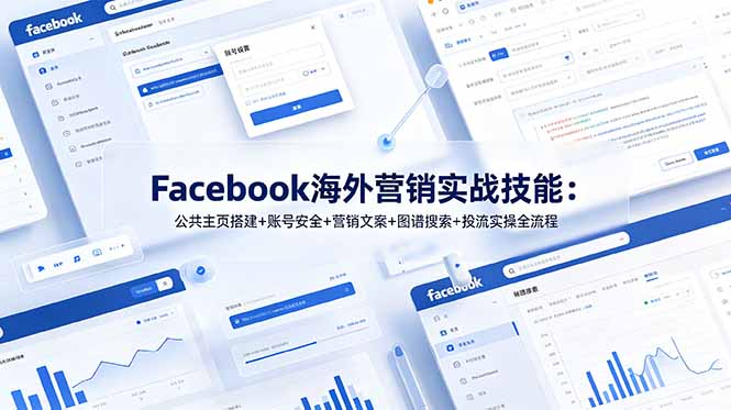 Facebook海外营销实战技能:公共主页搭建+账号安全+营销文案+图谱搜索+投流实操全流程-缘梦网创