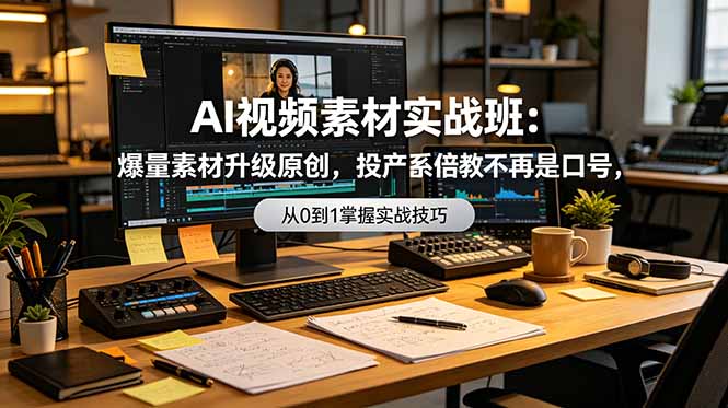 AI视频素材实战班:爆量素材升级原创,投产翻倍不再是口号,0-1系统教学实战落地-缘梦网创