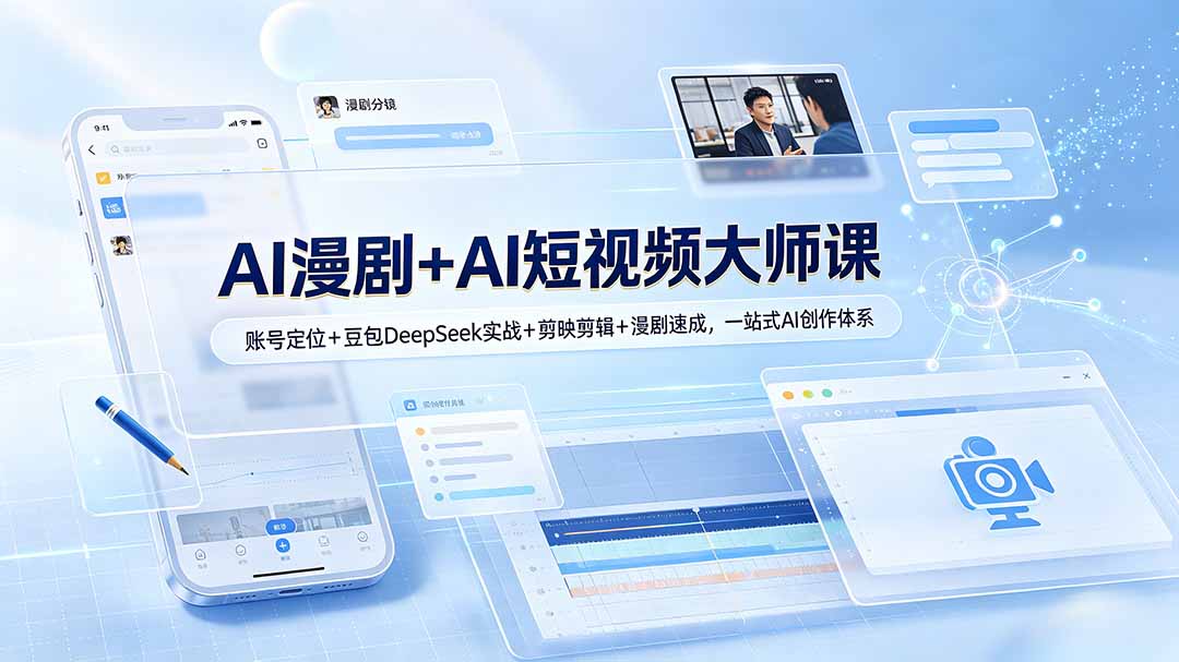 AI漫剧+AI短视频大师课：账号定位+豆包DeepSeek实战+剪映剪辑+漫剧速成，一站式AI创作体系-缘梦网创