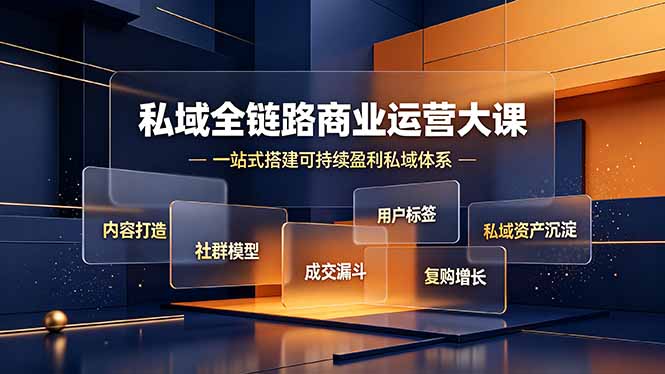 私域全链路商业运营大课，内容打造社群模型成交漏斗，一站式搭建可持续盈利私域体系-缘梦网创