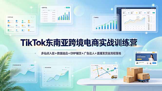 TikTok东南亚跨境电商实战训练营:多站点入驻+数据选品+ERP铺货+广告达人+直播发货全流程落地-缘梦网创