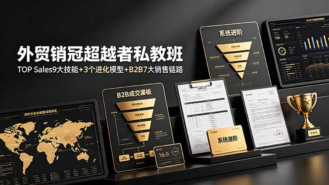 外贸销冠超越者私教班:TOP Sales9大技能+3个进化模型+B2B7大销售链路,系统进阶-缘梦网创