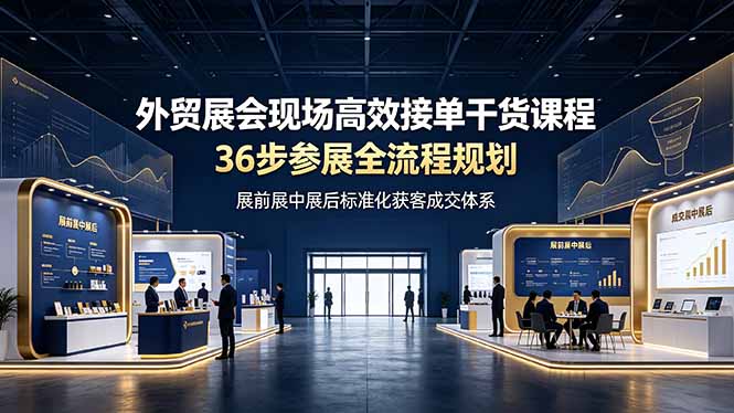 外贸展会现场高效接单干货课程,36步参展全流程规划,展前展中展后标准化获客成交体系-缘梦网创
