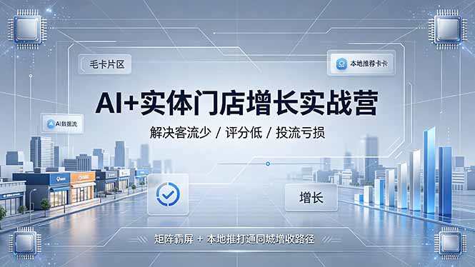 AI+实体门店增长实战营,解决客流少/评分低/投流亏损;矩阵霸屏+本地推打通同城增收路径-缘梦网创