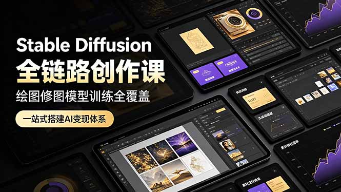 Stable Diffusion全链路创作课,绘图修图模型训练全覆盖,一站式搭建AI变现体系-缘梦网创